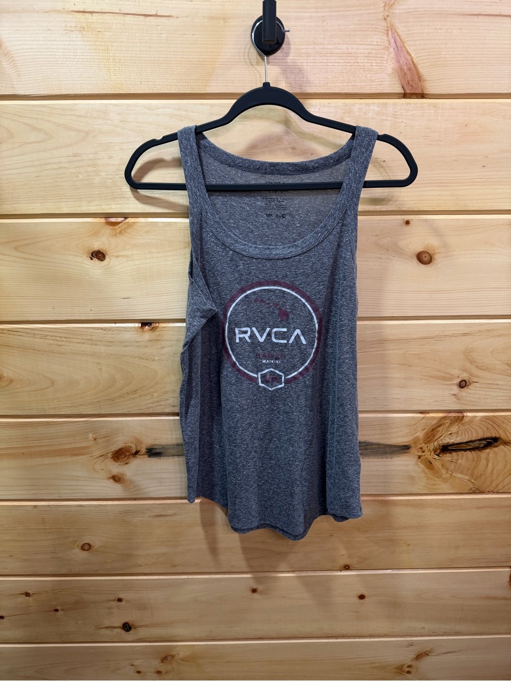 RVCA Gray Logo Scoop Neck Racerback Tank - Large